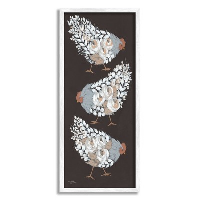 Stupell Abstract Floral Chickens Stacked Framed Giclee