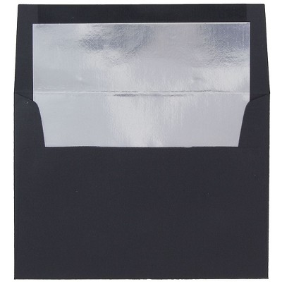 JAM Paper A8 Foil Lined Invitation Envelopes 5.5x8.125 BK Linen w/Silver Foil 3243683