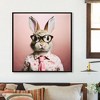 Stretched Canvas Print - Whimsical Rabbit in Blush Pink Suit for Nursery and Bedroom Wall Decoration decorative picture - 2 of 4