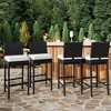 Two sets of outdoor bar stools, wicker patio stools and rattan bar chairs (without armrests), outdoor bar chairs with soft seat cushions. - 4 of 4