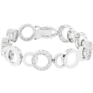 Slickblue Circle Bijoux Women's 7/8-Inch Bracelet, Clear CZ Stones, Rhodium Plating, Lock Clasp, Silvertone Finish - 1 of 3