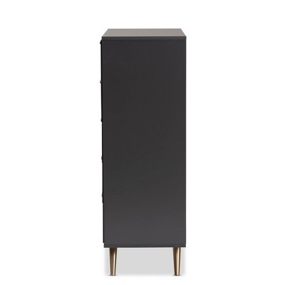 Kelson Dark Gray and Gold 5-Drawer Wood Chest