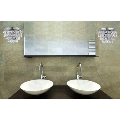 Elegant Polished Chrome 2-Light Sconce with Clear Glass Drops