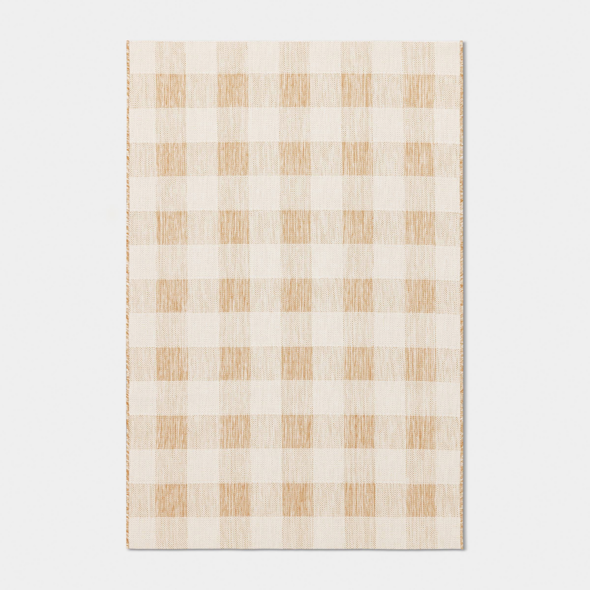 4'x6' Gingham Check Rectangular Woven Outdoor Area Rugs Tan - Room Essentials™