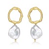 Guili Sterling Silver Gold Plated Drop Earrings with Genuine Freshwater Pearl in Round Shape, Offering a Classic Look for Every Occasion - 2 of 3