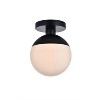 Elegant Lighting Eclipse 1 Light Black Flush Mount With Frosted White Glass - 3 of 4