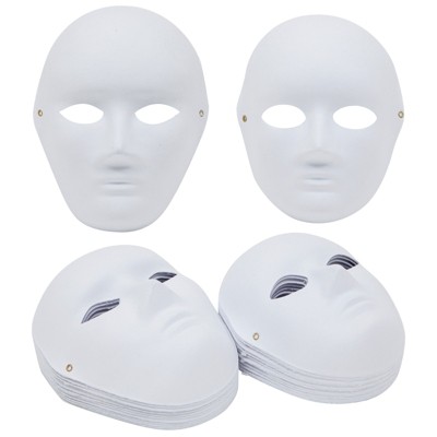 Blue Panda 24 Pack Paper Mache Masks for Decorating, DIY Masquerade Mask, White, 2 Sizes