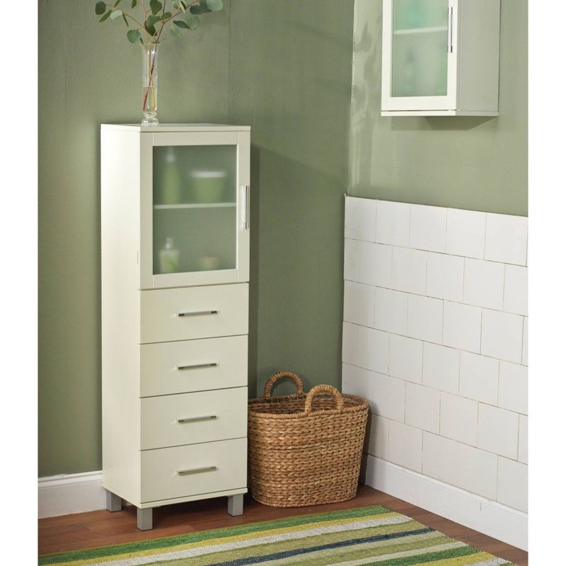 Frosted Pane 4 Drawer Linen Cabinet White - Buylateral, 3 of 6