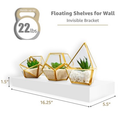 Elegant White Floating Mantel Wall Shelf Set