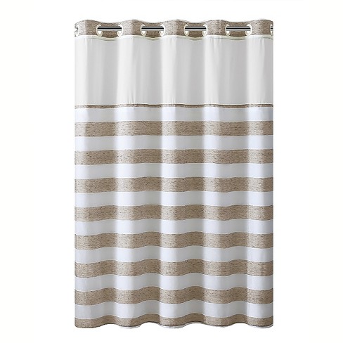 Yarn Dye Striped Shower Curtain With, Grey And Tan Shower Curtain