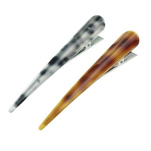 Unique Bargains Women's Metal Long Duckbill Hair Clips Gray Yellow 5.31"x0.83"x1.18" 2 Pcs - 1 of 4