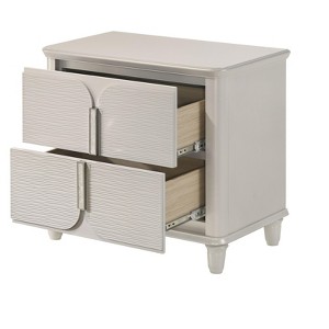Gulches White Nightstand, 27 Inches High, 2 Drawers, Wooden Leg Design - 1 of 4