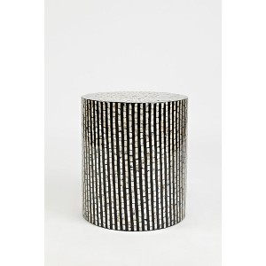 Jofran,Global Archive Round Terrazzo Handcrafted Capiz Shell Accent Table- Black Color - 1 of 4
