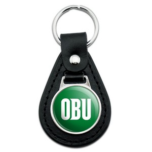 Oklahoma Baptist University Primary Logo Black Leather Keychain - 1 of 4