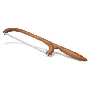 Nambé x Tom Papa Breaking Bread Serrated Knife, Handcrafted Stainless Steel Blade with Acacia Wood Handle - Long 17" Bread Cutting Knife - 1 of 4