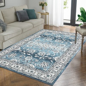 Boho Rustic Area Rugs for Living Room Washable Rug Floral Bedroom Decor Rug - 1 of 4