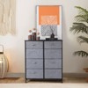 DOMETOUR 8-Drawer Tall Storage Chest with Steel Frame, Wood Top, and Fabric Bins for Bedroom, Living Room, Hallway, or Closet, Grey - 2 of 4