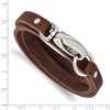 Black Bow Jewelry Men's Dark Brown Leather Wrap and Stainless Steel Bracelet, 25 Inch - 4 of 4