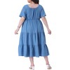 Agnes Orinda Women's Plus Size Sweetheart Neck Short Sleeve Ruffle Hem Tiered Flowy Summer A Line Maxi Dresses with Pockets - 4 of 4
