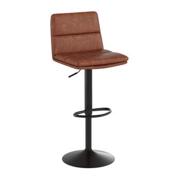Merrick Lane Modern Upholstered Adjustable Height Stools with Sturdy Iron Bases
