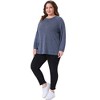 Agnes Orinda Women's Plus Size Crew Neck Long Sleeve Side Split Shirt Casual Ribbed Knit Blouse - 3 of 4