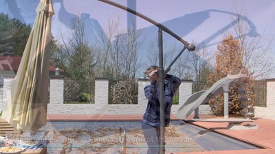 Beige Steel Octagon Cantilever Patio Umbrella with Polyester Canopy