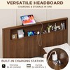 QingMoon Fluted Full XL Bed Frame, Walnut Wood Platform Bed Frame with Storage Headboard and Charging Station, Noise Free Slats - 2 of 4