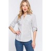 Slickblue Women's Long Sleeve Yarn Dyed Stripe Shirt, Button-Up Style, Side Knit Panels, White/Olive, Size S-L - 3 of 4