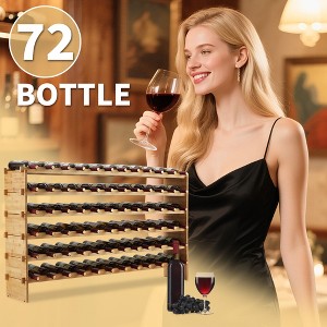 Bamboo Wine Rack 1.5Cm Thick Wood Wine Bottle Rack 36 Bottles Capacity 4 Layers Wine Storage Rack Durable Bamboo Wood - 1 of 4