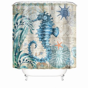Blue Seahorse Shower Curtains for Bathroom Waterproof Fabric Bath Curtain Durable Soft Stylish Bathroom Decor 72x72 Inch - 1 of 1