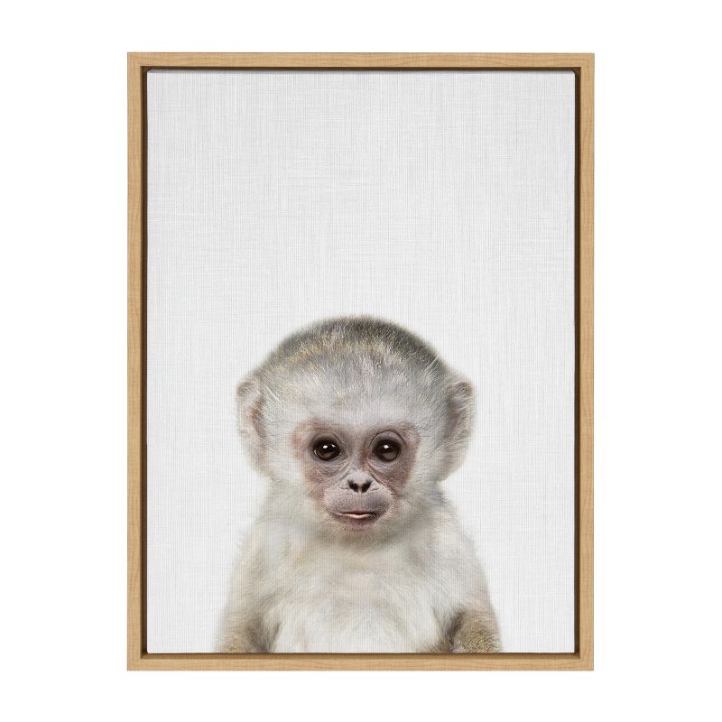 18&#34; x 24&#34; Sylvie Monkey Color Framed Canvas by Simon Te of Tai Prints Natural - Kate &#38; Laurel All Things Decor, 3 of 8