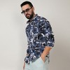 Campus Sutra Men Men's Navy Blue & Midnight Black Abstract Geometric Shirt - 2 of 3