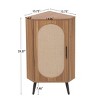 Walnut Small Corner Cabinet with Rattan Door, Short Freestanding 2-Tier Corner Storage Organizer for Small Spaces - Panipeachy - 4 of 4