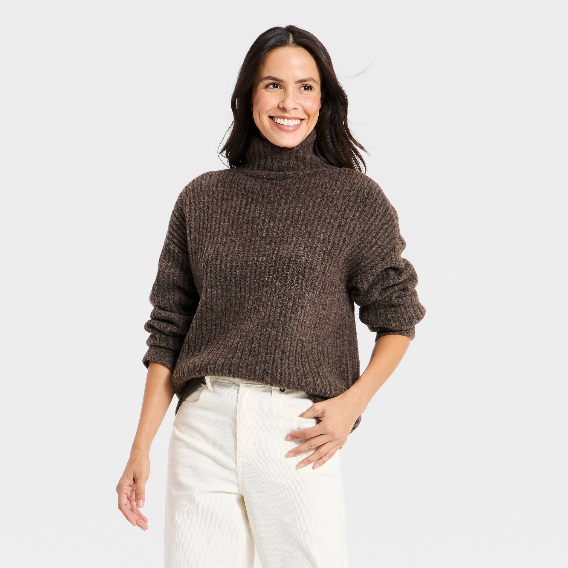 Women's Textured Mock Turtleneck Pullover Sweater - Universal Thread™