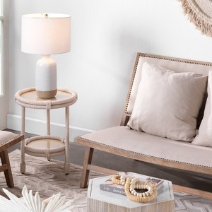 Ashwell Ceramic Table Lamp White - Splendor Home: Glazed Finish, Linen Shade, 3-Way Switch, UL Listed - 1 of 4