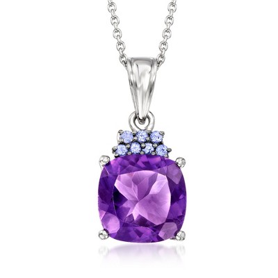 Ross-Simons 5.25 Carat Amethyst and .20 ct. t.w. Tanzanite Pendant Necklace in Sterling Silver
