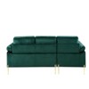 TiramisuBest Grey Velvet L-Shaped Sofa, Mid-Century Glam Corner Couch with Removable Cushions & Brass Legs - 4 of 4