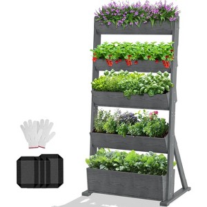 DoCred Vertical Wooden Raised Garden Bed – 4-Tier & 5-Tier Freestanding Planter Stand for Indoor & Outdoor Flowers, Herbs, and Vegetables - 1 of 4