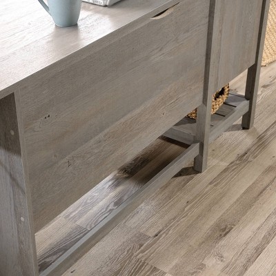 Mystic Oak L-Shaped Gray Wood Computer Desk with Drawer and Filing Cabinet