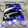 Luupatchy Blue Soccer Theme Comforter Bedding Set with 1 Comforter 2 Pillowcase,Queen - 2 of 4