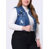Women's Plus Size Sleeveless Chest Pockets Button-Up Denim Vests - Agnes Orinda - 2 of 4