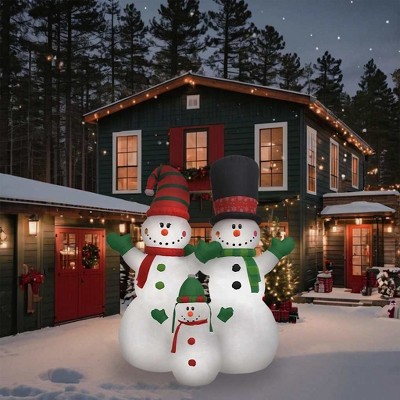 vidaXL 8ft Inflatable Snowman Family with Built-in LED Lights, Weather-Resistant Christmas Decoration for Outdoor Use, Quick Setup & Storage