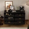 FUFU&GAGA Black Chest of 6 Drawer Closet Storage Clothes Dresser - 2 of 4