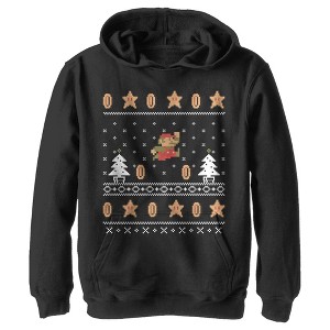 Boy's Nintendo Ugly Christmas Mario Coin Pull Over Hoodie - 1 of 3