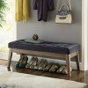 Itopfox Velvet Upholstered Tufted Entryway Bench with Solid Wood Legs, Padded Seat Ottoman for Bedroom or Living Room - 3 of 4