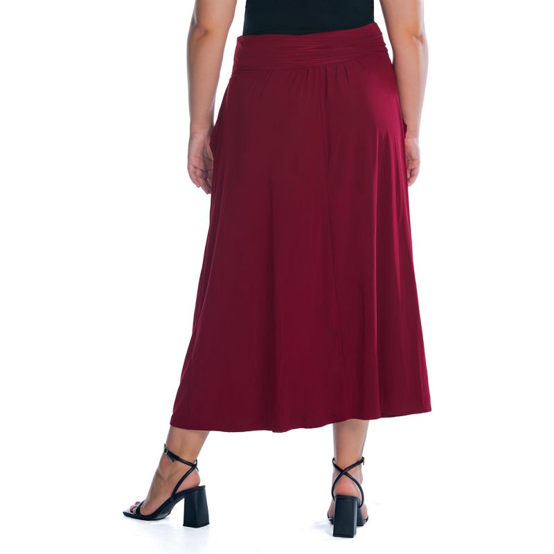 24seven Comfort Apparel Foldover Plus Size Maxi Skirt With Pockets, 3 of 7