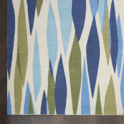 Seaglass Blue & White Traditional 4' x 6' Reversible Rug