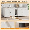 Cat litter box fence, 55.1 inch double-layer cat litter box furniture, hidden cat cage cabinet for 2 cats, 2 cages with litter mats - 4 of 4