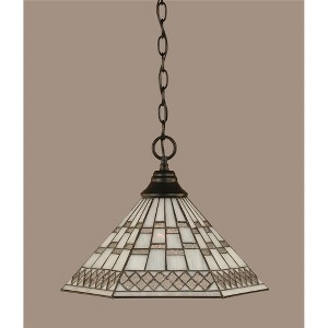 Toltec Lighting Any 1 - Light Pendant in  Matte Black with 16" Pewter Art Glass Shade - 1 of 1