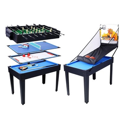Multi Game Table, 43 Inch 5-in-1 Combo Game Table, Hockey/Soccer Foosball/Pool/Table Tennis/basketball Table Combination Kit for Game Room Home